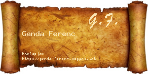 Genda Ferenc névjegykártya